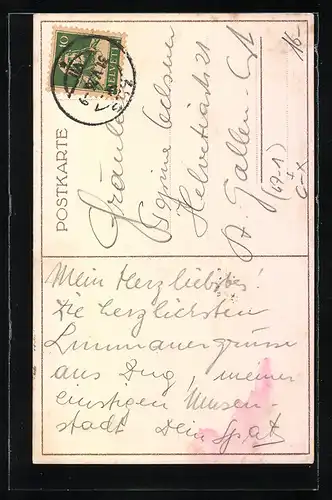 Künstler-AK Baden, Studentenwappen der Verbindung Limmania, Schloss