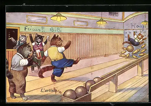 AK Alle Neune!, Kegelnde Kater