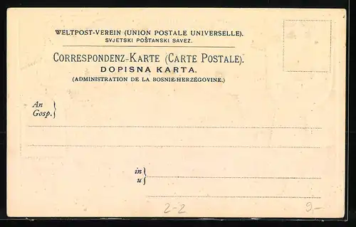 Präge-AK Briefmarken und Wappen Bosnien-Herzegowina