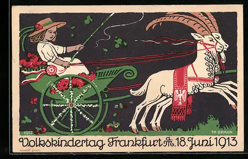 Künstler-AK Frankfurt a. M., Volkskindertag 1913, Kinderfürsorge Kutsche