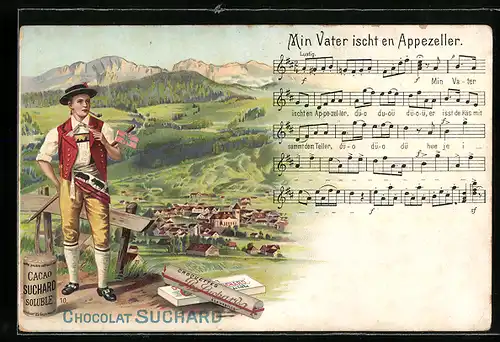 Lithographie Chocolat Suchard, Min Vater ischt en Appenzeller, Tracht