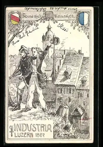 AK Luzern, Studenten der Vereinigung Industria von 1867