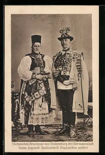 AK Stolzenburg, Sächsisches Brautpaar in Tracht
