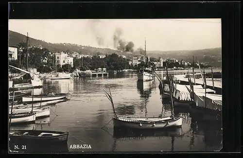 AK Abbazia, Dampfer kurz vor dem Anlegen