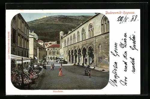 AK Dubrovnik / Ragusa, Stradone, Strassenpartie im Zentrum