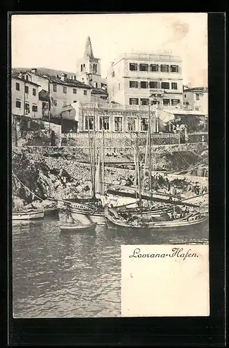 AK Lovrana, Partie aus dem Hafen