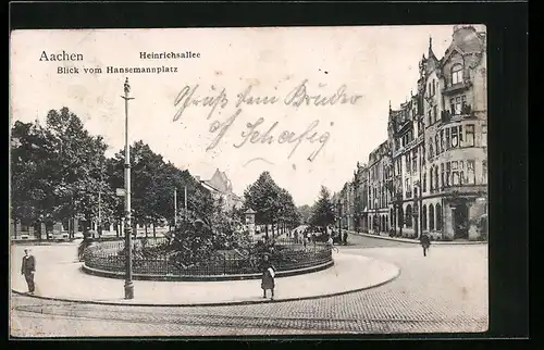 AK Aachen, Heinrichsallee vom Hansemannplatz aus