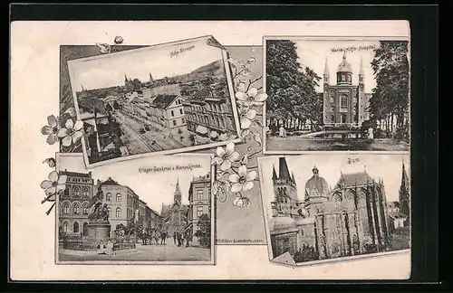 Passepartout-AK Aachen, Dom, Maria-Hilfs-Hospital, Hohe Strasse