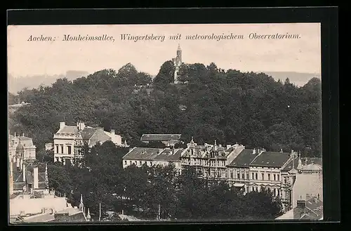 AK Aachen, Monheimsallee, Wingertsberg mit meteorologischem Observatorium aus der Vogelschau