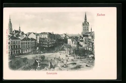 AK Aachen, Kaiserplatz aus der Vogelschau