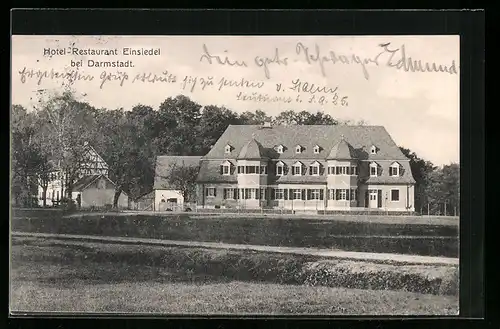 AK Darmstadt, Teilansicht vom Hotel-Restaurant Einsiedel