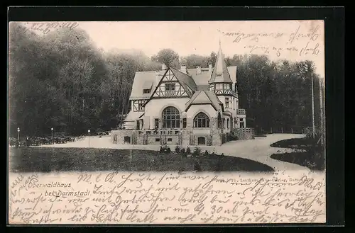AK Darmstadt, Gasthof Oberwaldhaus mit Garten