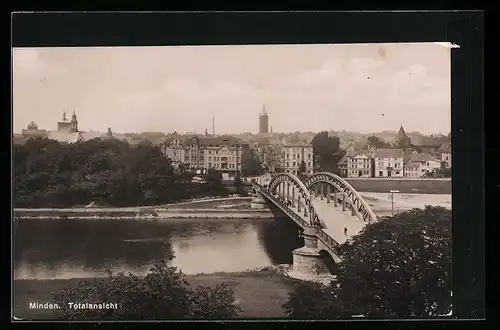 AK Minden, Totalansicht mit Brücke