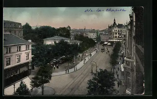 AK Aachen, Friedrich Wilhelm-Platz mit Strassenbahn
