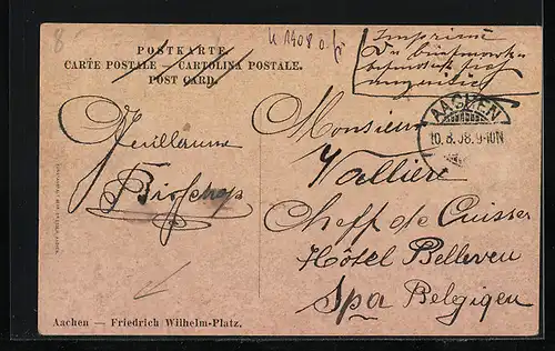 AK Aachen, Friedrich Wilhelm-Platz mit Strassenbahn