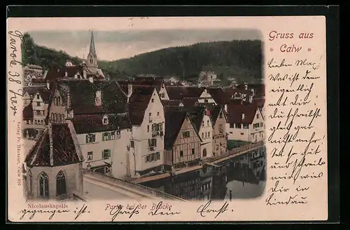 AK Calw, Partie bei der Brücke mit Nicolauskapelle