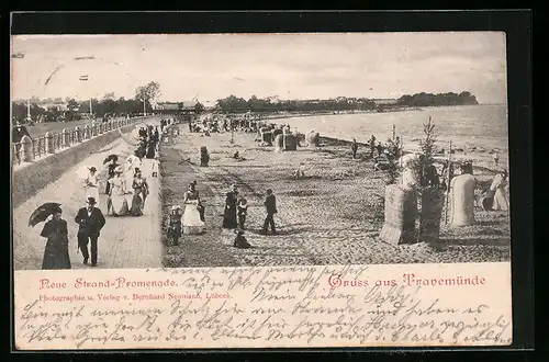 AK Travemünde, Neue Strand-Promenade mit Flaneuren