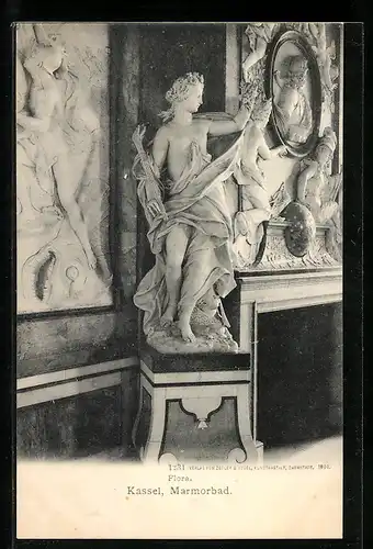 AK Kassel, Marmorbad, Flora-Statue