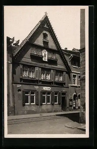 AK Heidelberg, Gaststätte zum Serpel K. Sattler mit Strasse