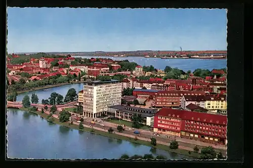 AK Kiel, Blick auf den Ort und Hafen