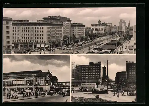 AK Berlin, Stalinallee, Bahnhof Friedrichstrasse, Alexanderplatz