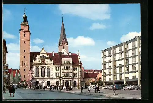 AK Ingolstadt /Donau, Rathausplatz mit Moritzkirche