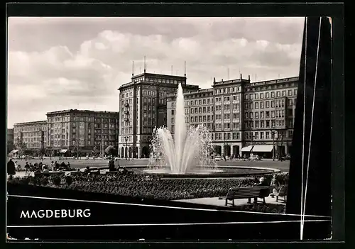 AK Magdeburg, Ortspartie mit Brunnen