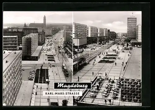 AK Magdeburg, Karl-Marx-Strasse, Hochhaus, mehrstöckige Häuser