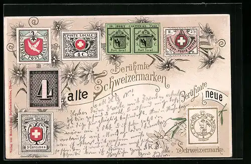 AK Berühmte schweizer Briefmarken
