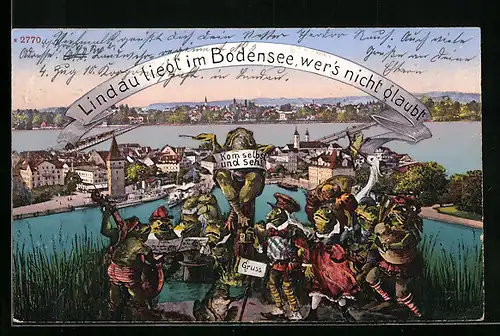 AK Lindau liegt am Bodensee, Frösche als vermenschlichte Tiere
