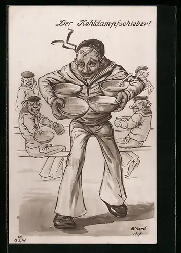 Künstler-AK sign. Bernhard: Der Kohldampfschieber