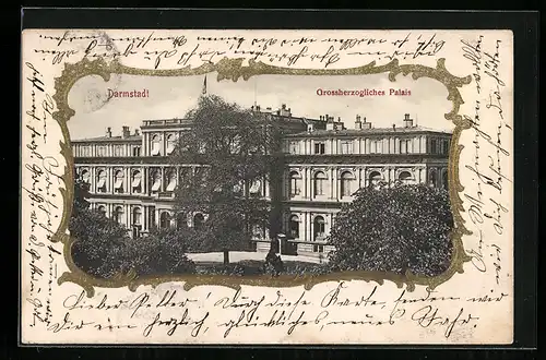 Präge-AK Darmstadt, Grossherzogliches Palais, Passepartout