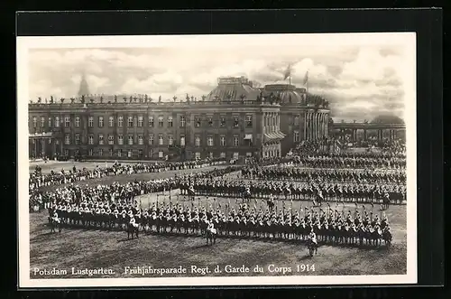 AK Potsdam, Lustgarten, Frühjahrsparade Regt. d. Garde du Corps 1914