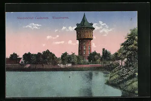AK Cuxhaven, Nordseebad, Blick zum Wasserturm