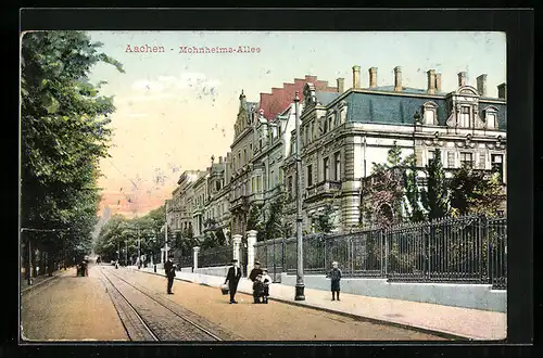 AK Aachen, Monheims-Allee mit Kindergruppe
