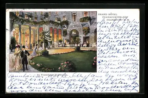 AK Frankfurt a. M., Grand Hotel Frankfurter-Hof, Im Frankfurter Hofgarten