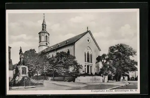 AK Sprendlingen /Rh.-H., Evangelische Kirche