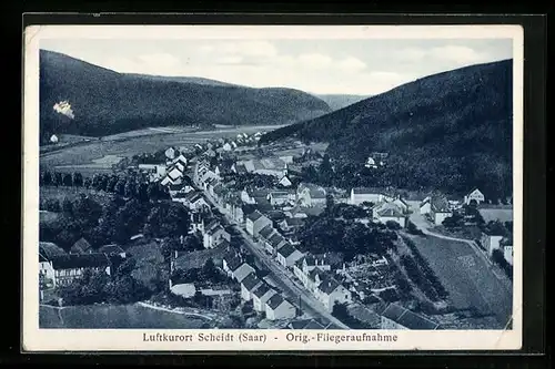 AK Scheidt /Saar, Teilansicht mit Strassenpartie, Fliegeraufnahme