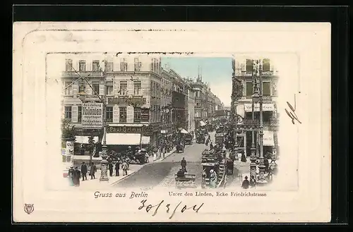 AK Berlin, Unter den Linden, Ecke Friedrichstrasse