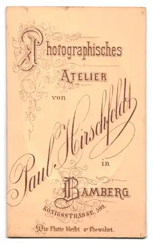 Fotografie Paul Hirschfeldt, Bamberg, Königsstrasse 599, Bürgerlicher Herr mit Vollbart