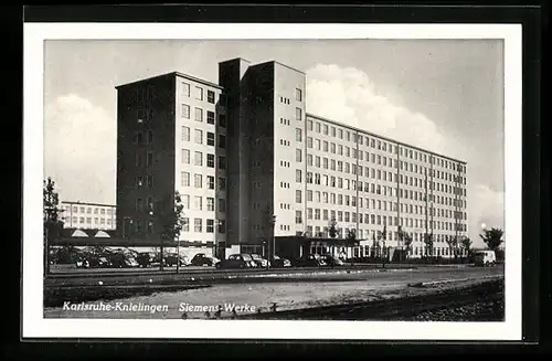 AK Karlsruhe-Knielingen, Blick auf Siemens-Werke