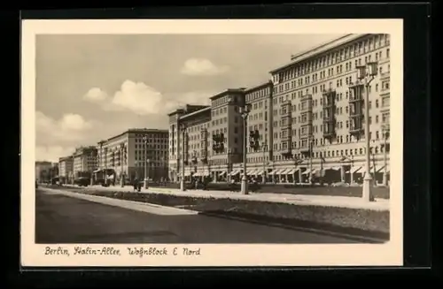 AK Berlin, Stalinallee, Wohnblock E-Nord