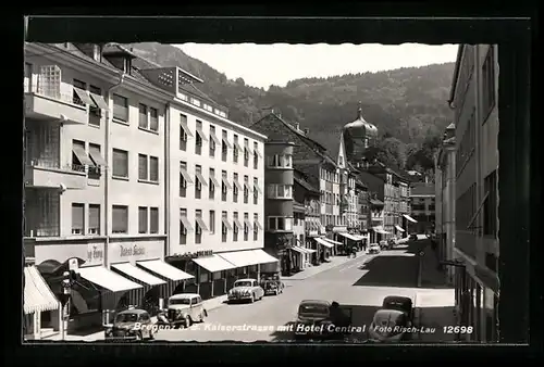 AK Bregenz a. B., Kaiserstrasse mit Hotel Central