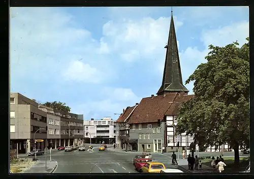 AK Gütersloh, Apostelkirche und Berliner Strasse