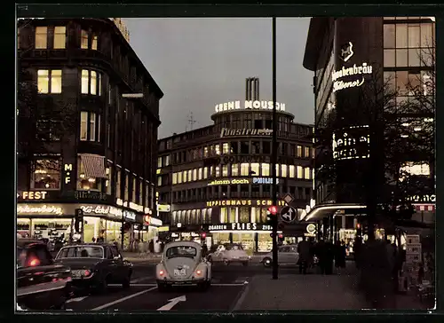 AK Düsseldorf, Abends am Corneliusplatz