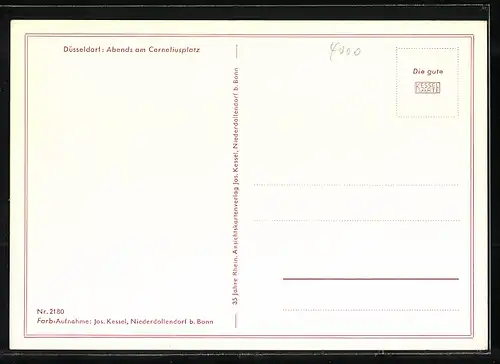 AK Düsseldorf, Abends am Corneliusplatz