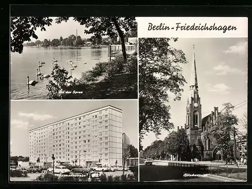 AK Berlin-Friedrichshagen, Spreepartie, Assmannstrasse, Bölschestrasse