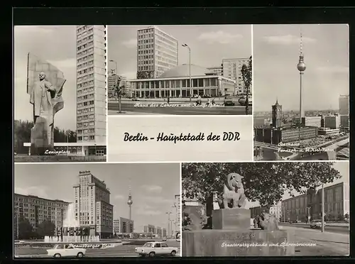 AK Berlin, Rathaus und Fernsehturm, Haus des Lehrers