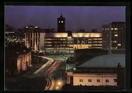 AK Berlin, Blick auf den palast der Republik bei Beleuchtung