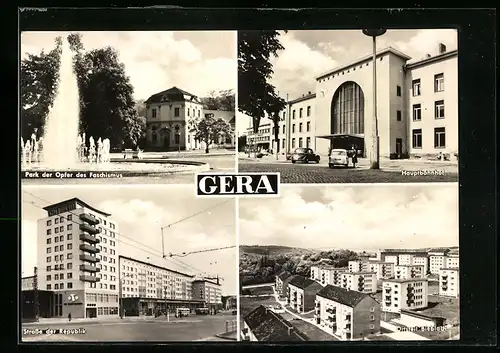 AK Gera, Hauptbahnhof, Bieblach, Strasse der Republik